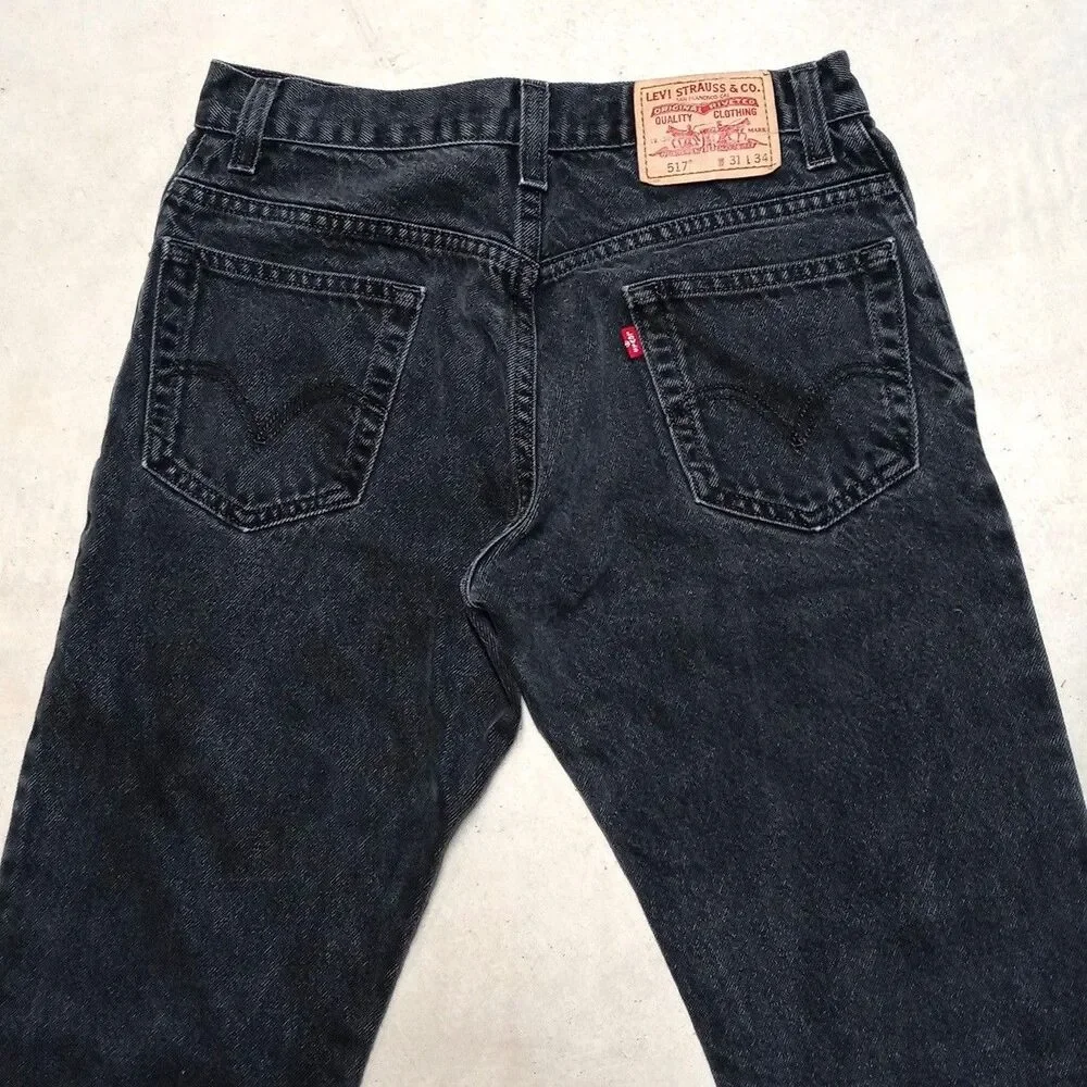 *READ* Vintage Levis 517 Bootcut Jeans Fits 30x34 Black Western Cowboy Y2K